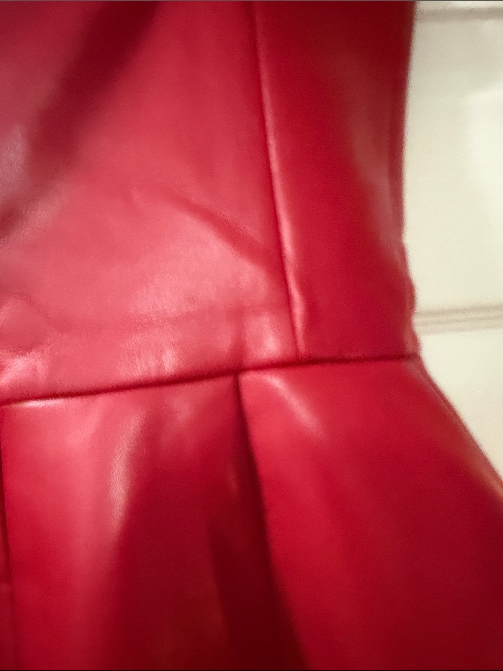 Amanda Uprichard Red Faux Leather Mini Dress with Wide Straps - Picture 5 of 6